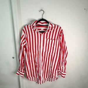 A New Day Red and White Striped Button Down Shirt, size XS